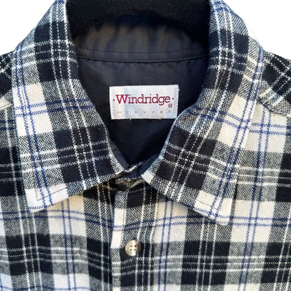 Windridge Mervyns Vintage Plaid Grunge Retro Mens Black White Flannel Shirt M - Picture 2 of 8